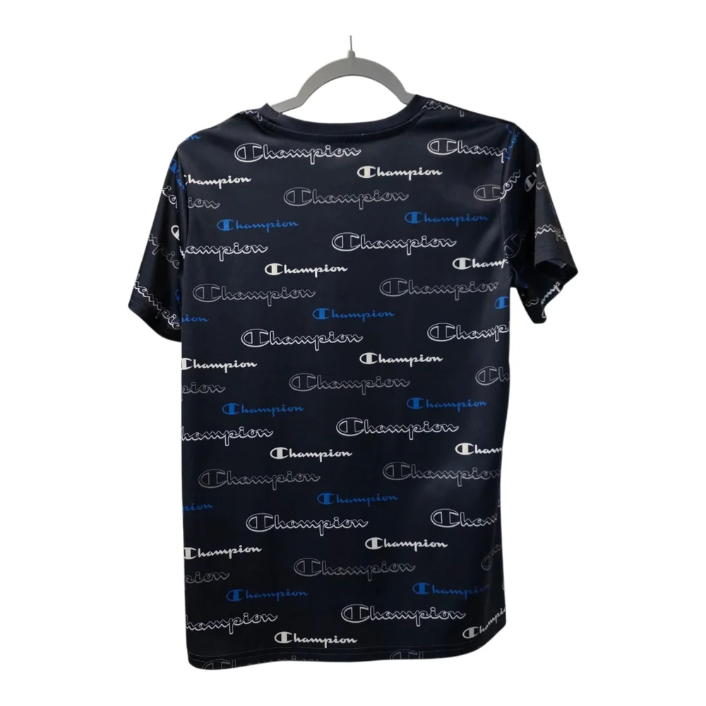 Champion Boy's Short Sleeve 18/20 Navy Blue T Shirt With Logo Print On Front